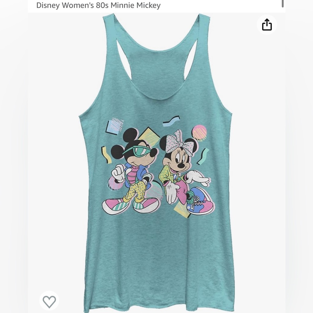 Women’s Retro 80’s Disney Racer Back Tank Top Aqua/Tahiti Blue